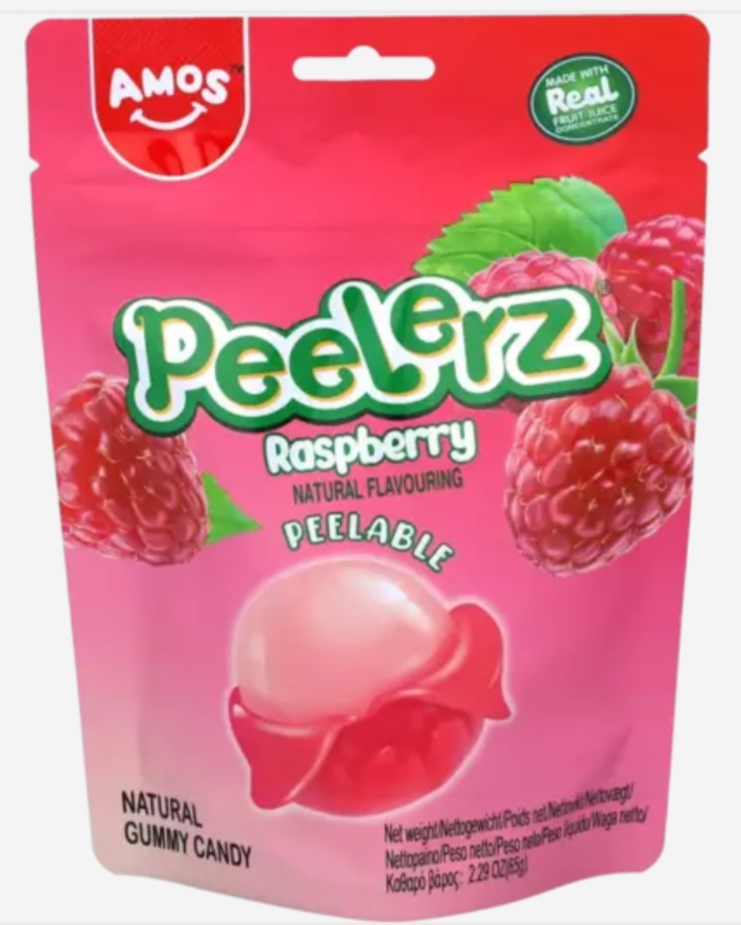 Amos Peelerz Gummy Candy Raspberry 65g